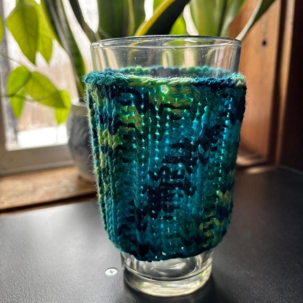 Hand knit coffee sleeve cozy